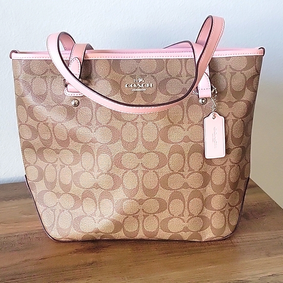 Coach Handbags - Coach signature canvas zip top tote